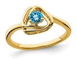 2/5 Carat (ctw) Natural Swiss Blue Topaz Solitaire Ring in 14K Yellow Gold